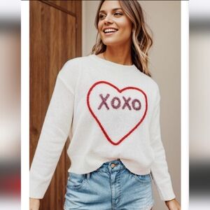XOXO Heart Tinsel Sweater